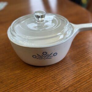 Corning Ware Sauce Pan with Lid Blue Cornflower 6" diameter small pot